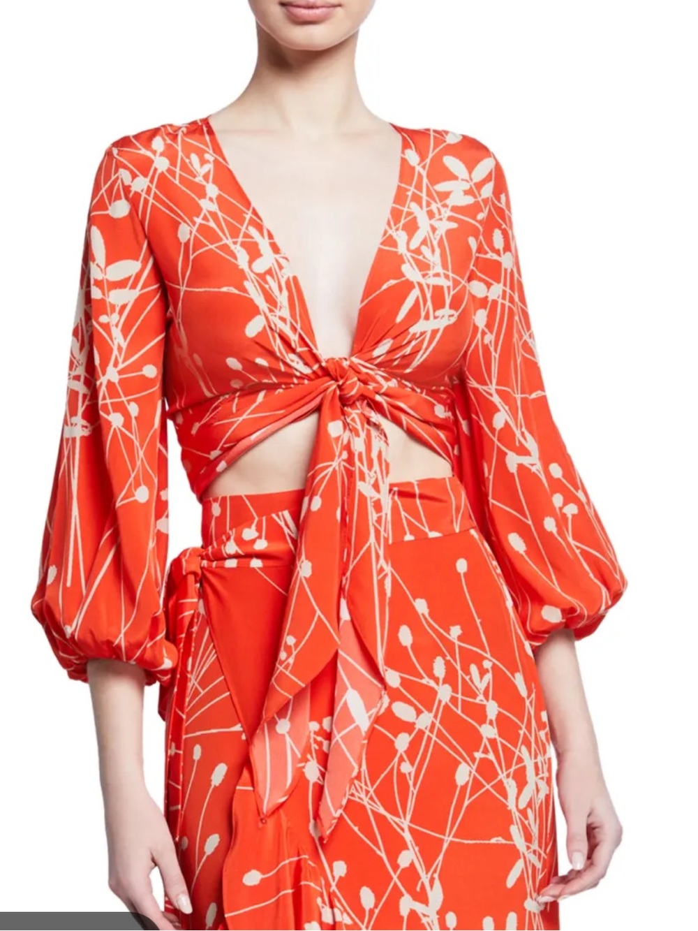 ALEXIS Brava Printed Tie-Front Top Size Small